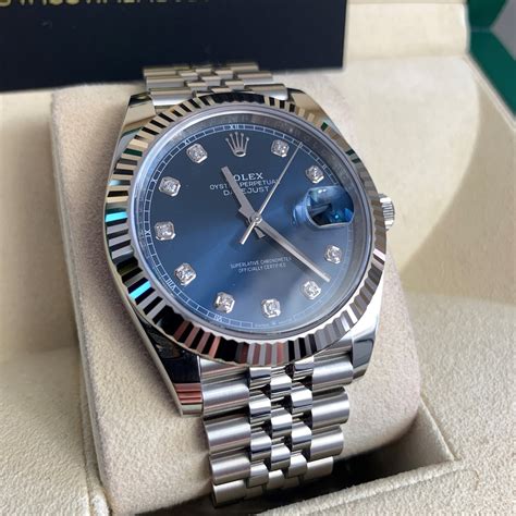 mens rolex watch blue face|blue Rolex datejust 41.